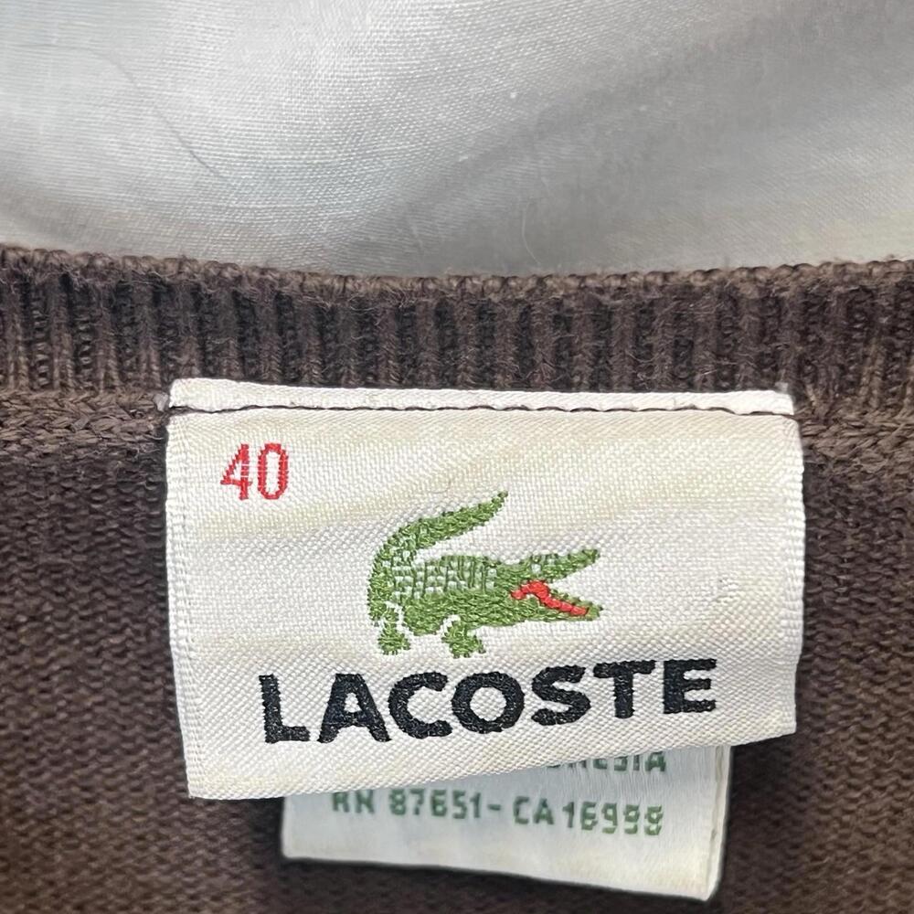 Vintage Izod Lacoste Brown Women’s  Sweater Button V Neck Size 40 (XS) - Picture 3 of 7